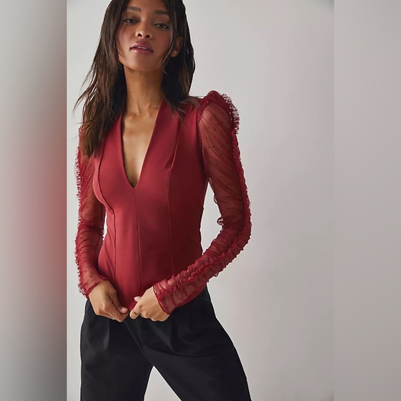 Free People Tops - Intimately Free People Vibing You Long Sleeve Red Top Valentines Day